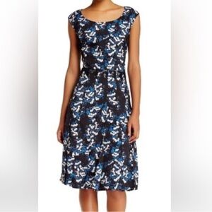 ZAC Zac Posen Cap Sleeve Blue Floral Dress
